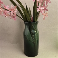 moerkegroen-glas-cylinder-vase-lille-hals-urent-glas-gammel-